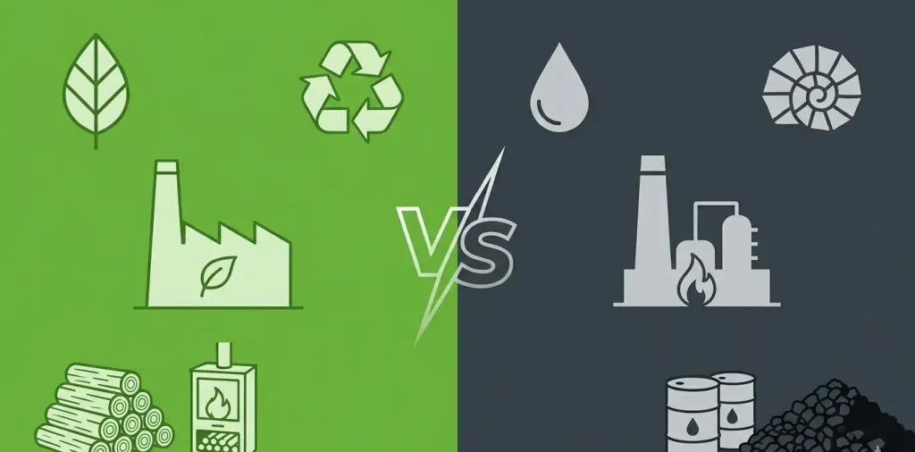 Showing the image of Difference Between Biomass and Fossil Fuels